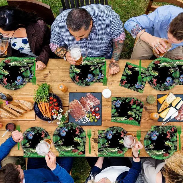 Alt view image 7 of 7 - 50 Guests Reptile Snake Party Plates and Napkins Party Supplies Jungle Swamp Snake Turtle Birthday Party Decorations Disposable Tableware Set Lizard Baby Shower Dinnerware Favor for Kids, 200PCS