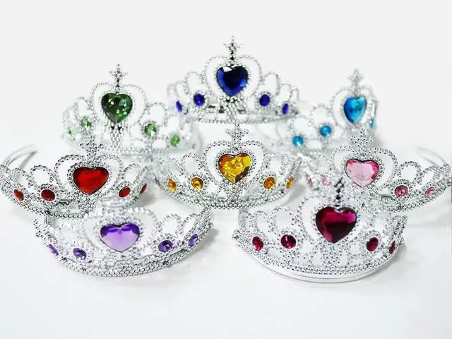 Alt view image 2 of 5 - 32 Pcs Tiaras Crown Set for Girls, Bulk Princess Dress Up Costume Accessories, Large Group Birthday Party Favors & Goodie Bag Fillers, Plastic Crowns for Kids Classroom Reward