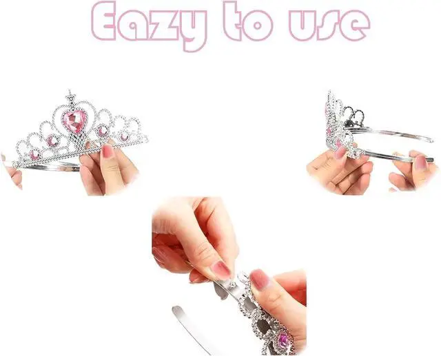 Alt view image 3 of 5 - 32 Pcs Tiaras Crown Set for Girls, Bulk Princess Dress Up Costume Accessories, Large Group Birthday Party Favors & Goodie Bag Fillers, Plastic Crowns for Kids Classroom Reward