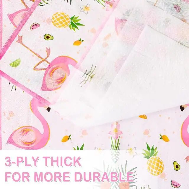 Alt view image 6 of 7 - WERNNSAI Flamingo Plates and Napkins Set - Serves 50 Guests 100 PCS Hawaiian Luau Party Supplies Disposable Tableware Set Dinner Luncheon Plates Napkins for Birthday Baby Shower Wedding Party