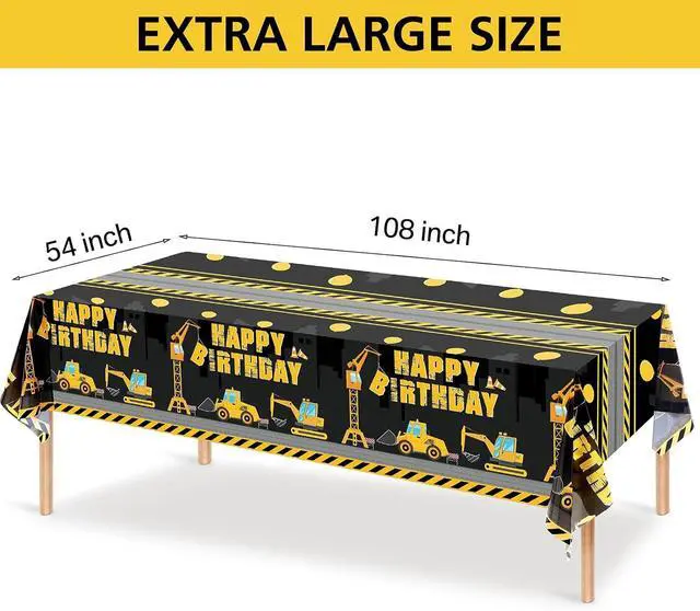 Alt view image 2 of 7 - Tatuo Construction Happy Birthday Tablecloth Dump Truck Birthday Table Covers Tractor Plastic Printed Tablecloth Construction Themed Party Decoration Supplies for Kid Boy(Black,6 Sheets)