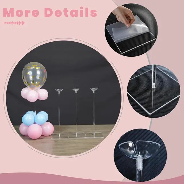 Alt view image 5 of 7 - YALLOVE Clear Acrylic Tabletop Balloon Stand Kit, 15.75 Inch 4 pack Balloon Stick Holder with Base for Table Top Centerpiece Party Decoration (Balloons Not Included)