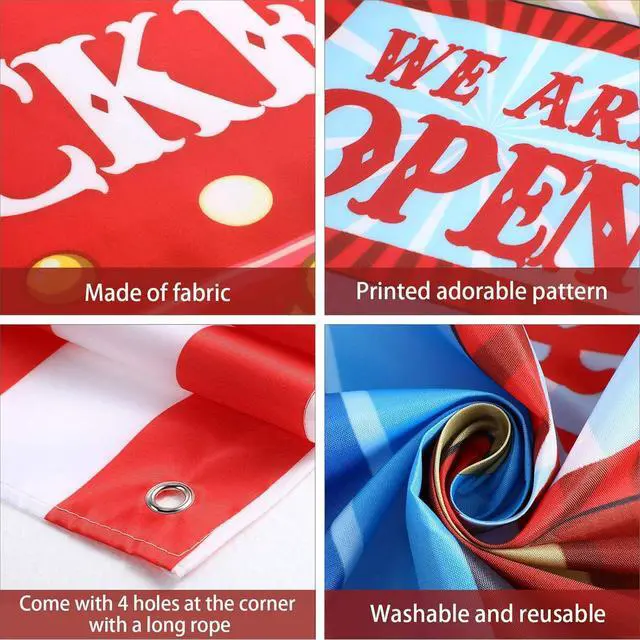Alt view image 3 of 7 - Carnival Circus Theme Party Decorations, Halloween Carnival Photo Door Banner Ticket Booth Backdrop Props, Large Photo Door Banner Door Hanging for Halloween Decorations Carnival Game Supplies