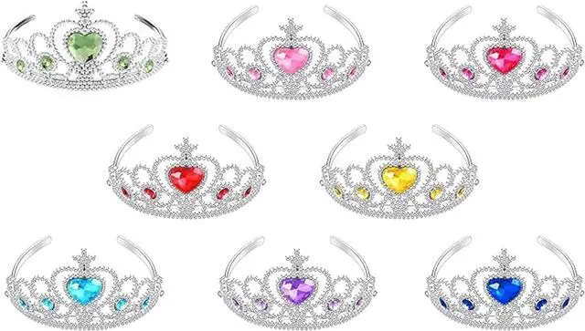 Main image of S & E TEACHER'S EDITION 8 Pcs Tiaras Crown Set for Girls, Princess Dress Up Costume Accessories, Sparkly Birthday Party Favors & Goodie Bag Fillers, Kids Pretend Play Hair Decor (8 Colors)