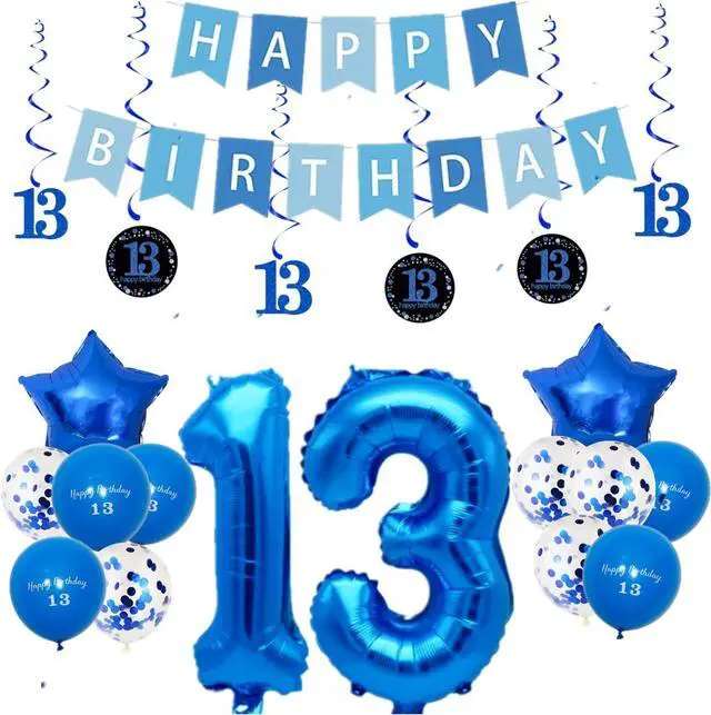 Main image of 13th Birthday Party Decorations Kit for Kids,13 Balloon Arch & Banner Set, All-in-One Party Supplies, Easy Setup, Perfect for Boys Girls Birthday Party Blue
