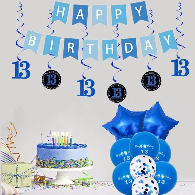 Alt view image 4 of 6 - 13th Birthday Party Decorations Kit for Kids,13 Balloon Arch & Banner Set, All-in-One Party Supplies, Easy Setup, Perfect for Boys Girls Birthday Party Blue