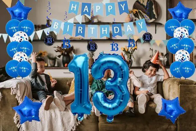 Alt view image 6 of 6 - 13th Birthday Party Decorations Kit for Kids,13 Balloon Arch & Banner Set, All-in-One Party Supplies, Easy Setup, Perfect for Boys Girls Birthday Party Blue
