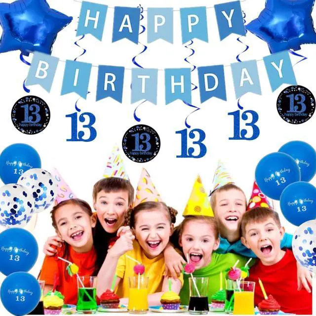 Alt view image 3 of 6 - 13th Birthday Party Decorations Kit for Kids,13 Balloon Arch & Banner Set, All-in-One Party Supplies, Easy Setup, Perfect for Boys Girls Birthday Party Blue