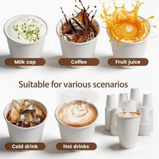 Alt view image 3 of 7 - MOUMOULIFE Coffee Cups 12 oz 100 Count Disposable Paper Coffee Cups White