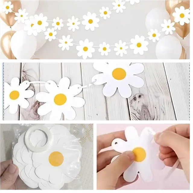Alt view image 2 of 6 - 4 Packs Daisy Banner Daisy Birthday Garland Decor Daisy Party Decoration