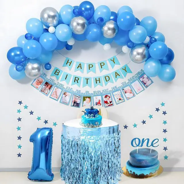 Alt view image 6 of 7 - 2 pcs Blue Wavy Tinsel Fringe Table Skirts,Under the Sea Party Decorations | Shiny Wavy, 108 X 29.5 Inches,Easy to Assemble,Mermaid Birthday Decorations,Baby Shark Birthday Decorations