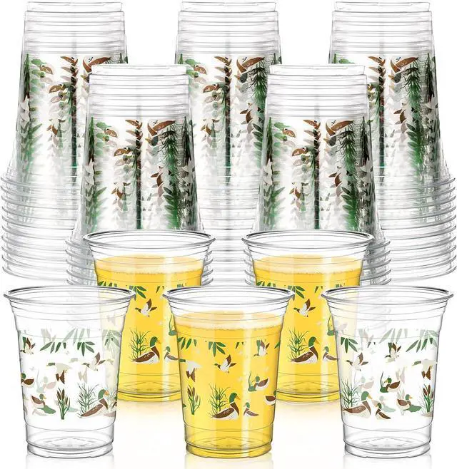 Main image of Qinyoung 50 Pcs 16 oz Mallard Duck Cups for Mallard Duck Party Decorations Mallard Duck Baby Shower Cups Plastic Disposable Drinking Cups Hunting Birthday Party Supplies