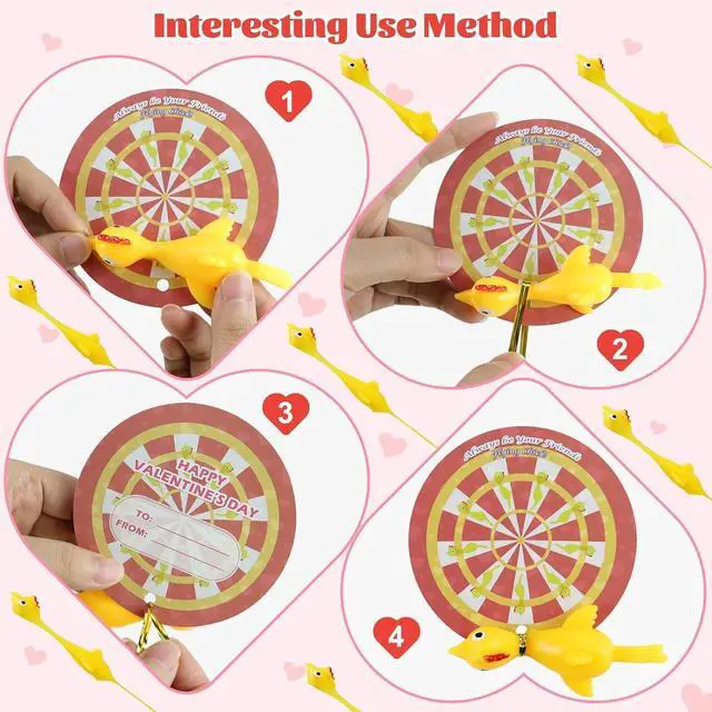 Alt view image 4 of 7 - Valentines Day Cards for Kids School 36pcs Flying Chicken Slingshot Toys with Valentine Cards, Valentine Exchange Cards for Boys Girls Toddler School Class Classroom Party Favors