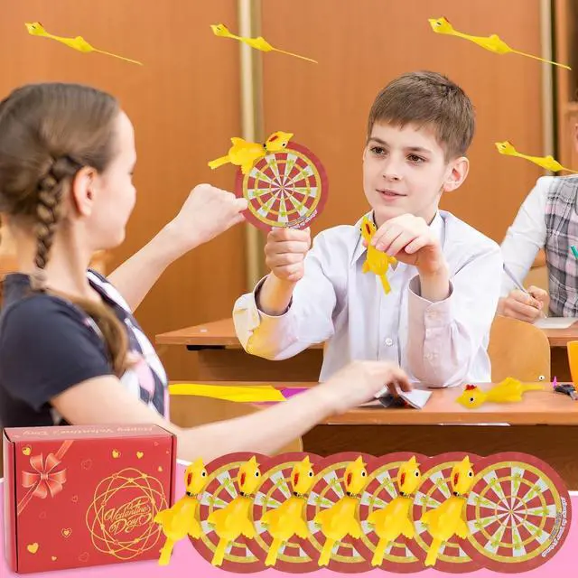 Alt view image 6 of 7 - Valentines Day Cards for Kids School 36pcs Flying Chicken Slingshot Toys with Valentine Cards, Valentine Exchange Cards for Boys Girls Toddler School Class Classroom Party Favors