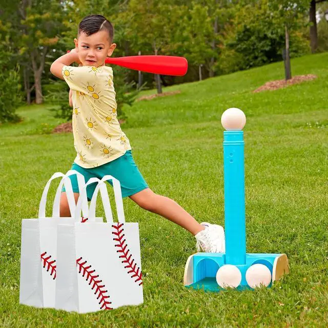 Alt view image 2 of 7 - 24 PCS Baseball Gift Bags Baseball Party Decorations with Handles Reusable Baseball Goodie Snack Favor Bag Non Woven Party Favor Bags for Sports Birthday Supplies