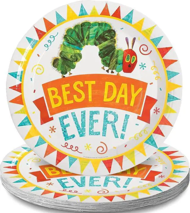 Main image of Fun Express Very Hungry Caterpillar Dinner Plates for Birthday - Party Supplies - Print Tableware - Print Plates & Bowls - 8 Pieces
