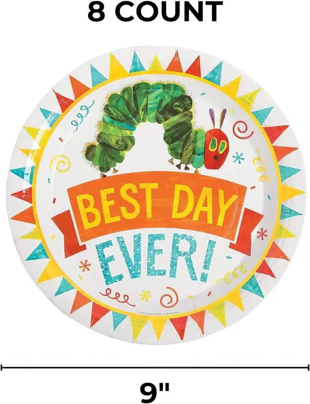 Alt view image 3 of 3 - Fun Express Very Hungry Caterpillar Dinner Plates for Birthday - Party Supplies - Print Tableware - Print Plates & Bowls - 8 Pieces