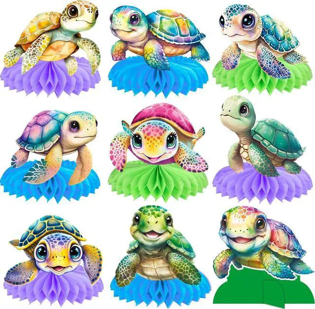 Main image of Turtle Party Honeycomb Centerpieces Sea Turtle Birthday Decorations 12Pcs Turtle Party Table Centerpieces Turtles Theme Party Supplies for Ocean Turtles Animals Baby Shower Supplies