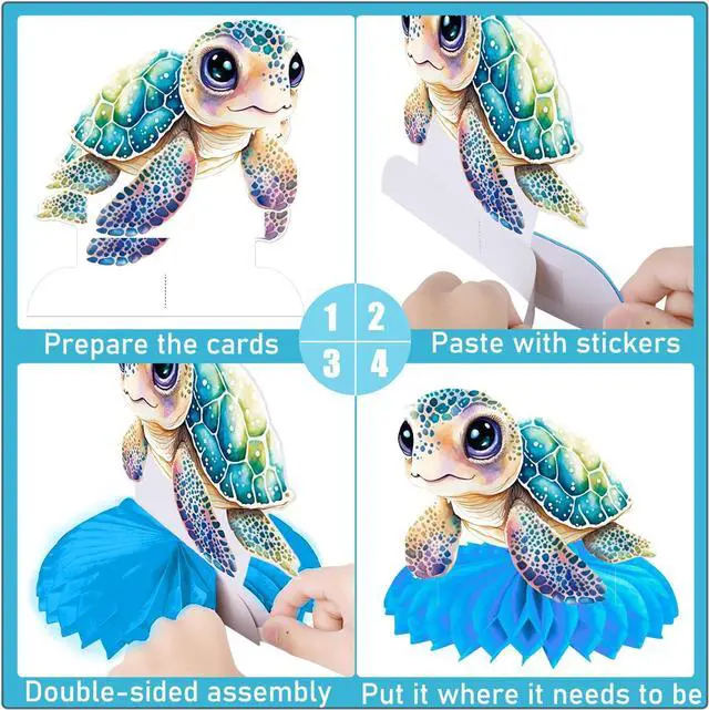 Alt view image 5 of 7 - Turtle Party Honeycomb Centerpieces Sea Turtle Birthday Decorations 12Pcs Turtle Party Table Centerpieces Turtles Theme Party Supplies for Ocean Turtles Animals Baby Shower Supplies