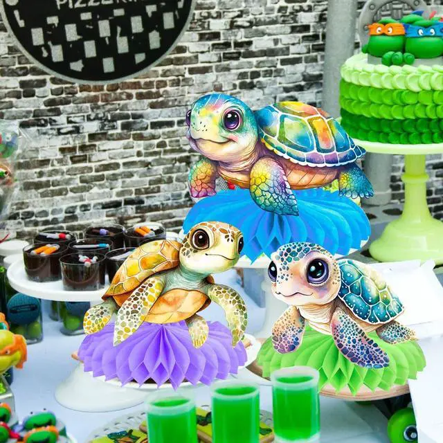 Alt view image 7 of 7 - Turtle Party Honeycomb Centerpieces Sea Turtle Birthday Decorations 12Pcs Turtle Party Table Centerpieces Turtles Theme Party Supplies for Ocean Turtles Animals Baby Shower Supplies