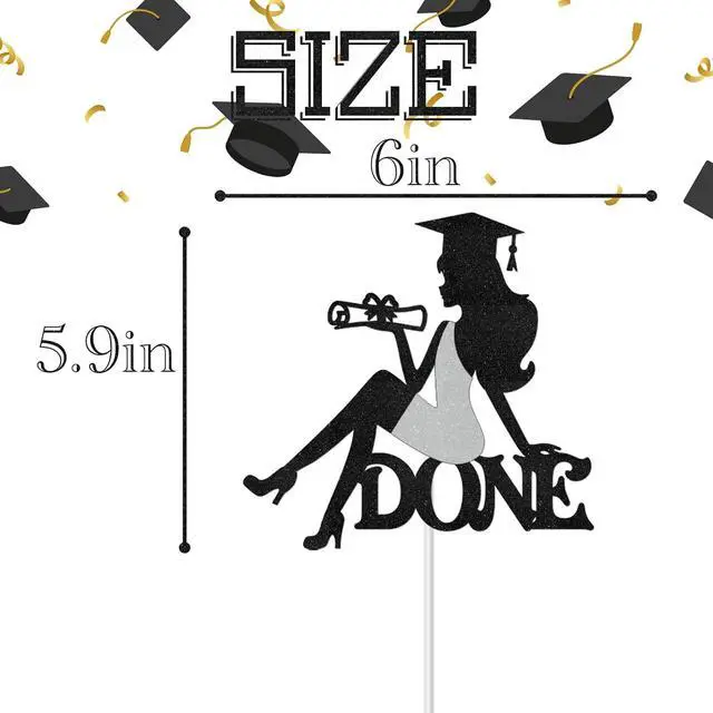 Alt view image 2 of 7 - Done Cake Topper - Class of 2025 Graduation Decoration Cake Picks for Girls - Congrats 2025 Grad Sign Party Decor - High Scool College Graduation Party Supplies