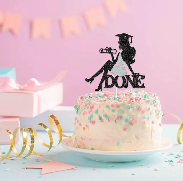 Alt view image 4 of 7 - Done Cake Topper - Class of 2025 Graduation Decoration Cake Picks for Girls - Congrats 2025 Grad Sign Party Decor - High Scool College Graduation Party Supplies