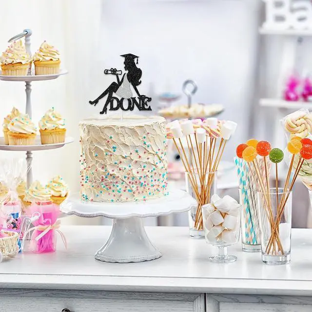 Alt view image 5 of 7 - Done Cake Topper - Class of 2025 Graduation Decoration Cake Picks for Girls - Congrats 2025 Grad Sign Party Decor - High Scool College Graduation Party Supplies