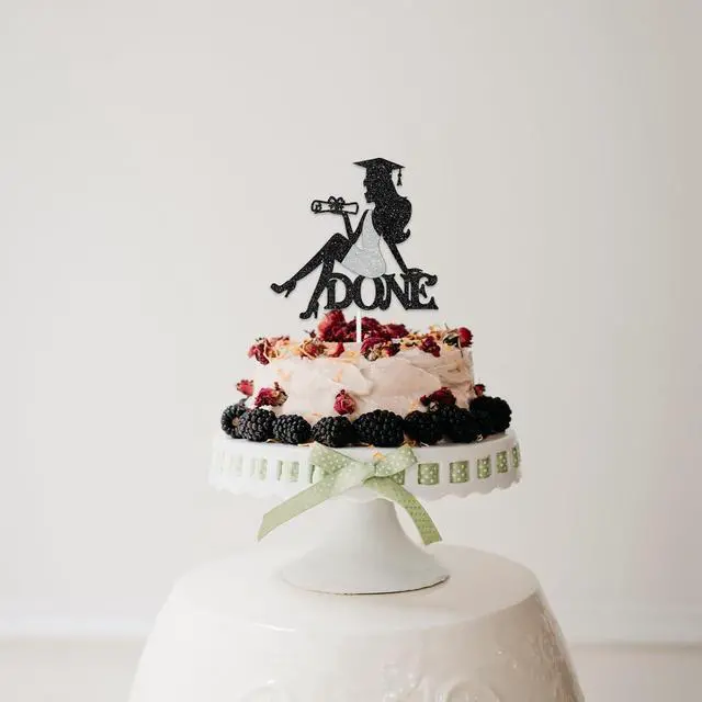 Alt view image 7 of 7 - Done Cake Topper - Class of 2025 Graduation Decoration Cake Picks for Girls - Congrats 2025 Grad Sign Party Decor - High Scool College Graduation Party Supplies