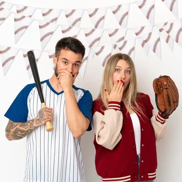 Alt view image 5 of 7 - 6 Pack Baseball Party Banner 9.12ft Baseball Pennant Banner Pre-Strung Sport Triangle Flag Bunting Garland for Kids Boys Baseball Birthday Party Supplies Sport Party Supplies