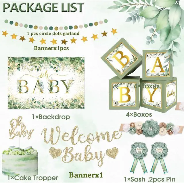 Alt view image 2 of 7 - Sage Green Baby Shower Decorations Gender Neutral Baby Shower Decorations Welcome Baby Banner Sage Green Balloons Paper Lanterns Pom Tablecloth Neutral Gender Reveal Birthday Party Supplies