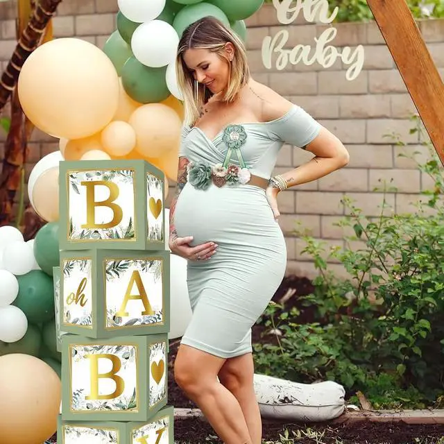 Alt view image 5 of 7 - Sage Green Baby Shower Decorations Gender Neutral Baby Shower Decorations Welcome Baby Banner Sage Green Balloons Paper Lanterns Pom Tablecloth Neutral Gender Reveal Birthday Party Supplies