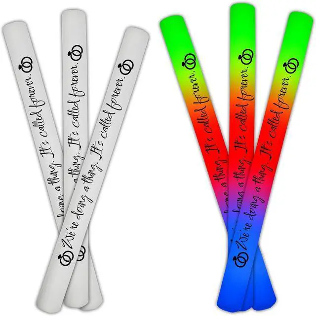 Main image of LED 3 Color Foam Sticks Forever Holiday Party Batons Wand for Wedding, Birthdays, Quinceanera, Sweet 16, DJ, Concerts, Festivals, Bulk Party Favors (100)