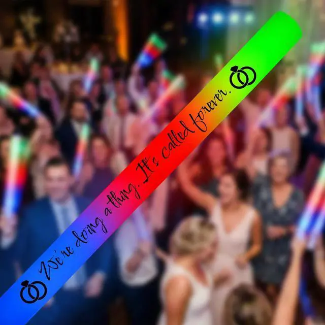 Alt view image 2 of 7 - LED 3 Color Foam Sticks Forever Holiday Party Batons Wand for Wedding, Birthdays, Quinceanera, Sweet 16, DJ, Concerts, Festivals, Bulk Party Favors (100)