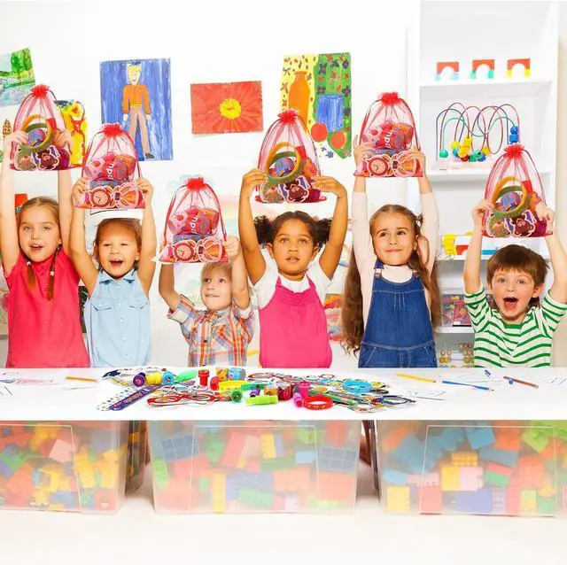 Alt view image 5 of 6 - Seajan 134 Pcs Preschool Graduation Gifts Kindergarten Party Favor Congrats Grad Bracelet Pre K Grad Badge Pin Sticker Stamper Glasses Straw Organza Bag for Pre K Classroom Prize Gift Party Supplies