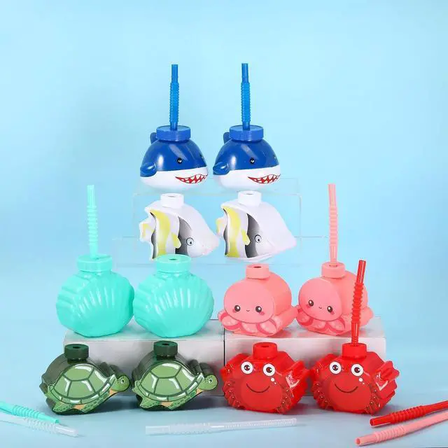 Main image of Tanlade Under the Sea Party Plastic Cups 10 oz Ocean Sea Shark Seashell Crab Turtle Fish Octopus Cups with Straw Lids for Ocean Themed Beach Birthday Party Supplies(12 Pcs)