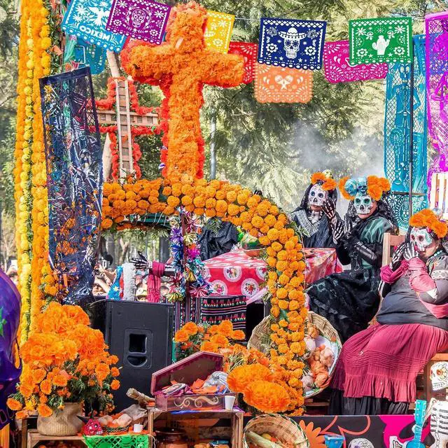Alt view image 7 of 7 - Geosar 118 Pcs Mexican Party Decorations Include Marigold Flowers Dia De Los Muertos Banner for Day of The Dead Cinco De Mayo Mexican Fiesta Party Diwali Supplies (Orange)