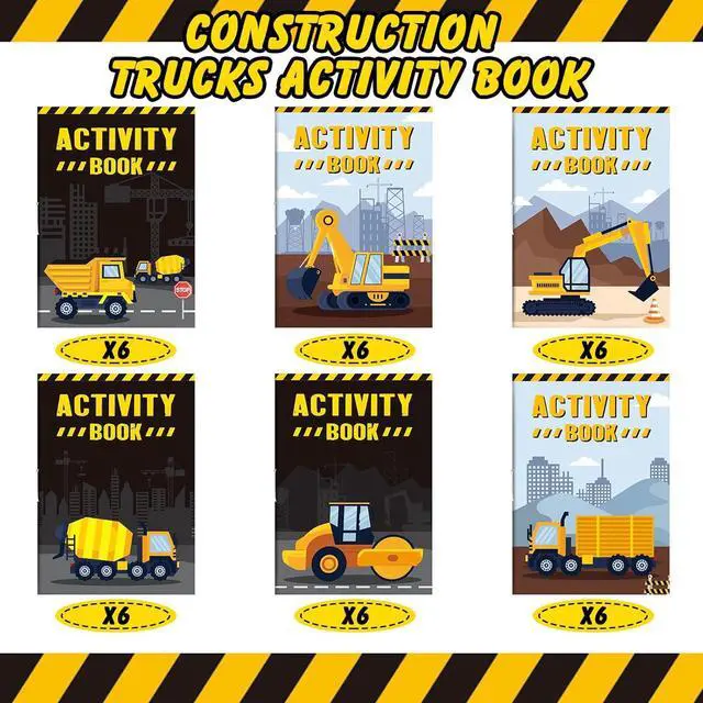 Alt view image 3 of 7 - Sinmoe 36 Piece Mini Activity Books Set for Kids' Parties, Includes Construction Trucks: Dump Trucks, Diggers, Cranes, Tractors for Home, School, or Birthday Gifts