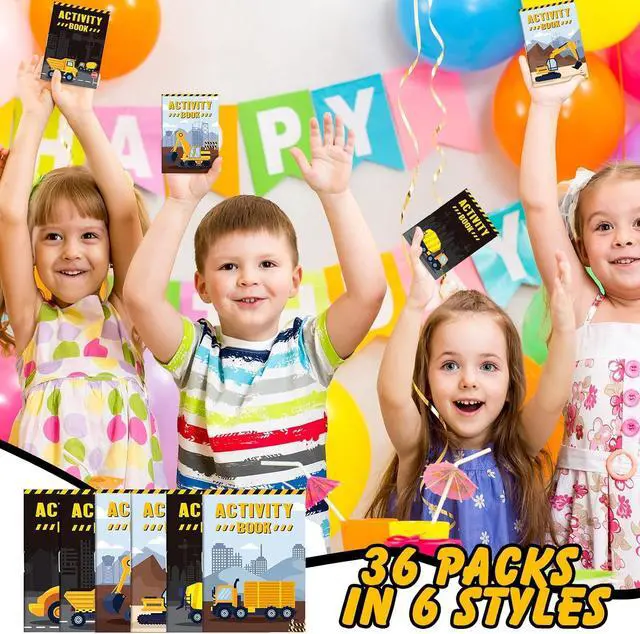 Alt view image 7 of 7 - Sinmoe 36 Piece Mini Activity Books Set for Kids' Parties, Includes Construction Trucks: Dump Trucks, Diggers, Cranes, Tractors for Home, School, or Birthday Gifts