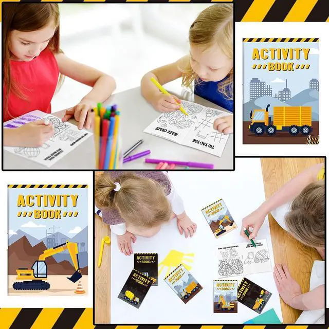 Alt view image 5 of 7 - Sinmoe 36 Piece Mini Activity Books Set for Kids' Parties, Includes Construction Trucks: Dump Trucks, Diggers, Cranes, Tractors for Home, School, or Birthday Gifts