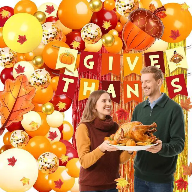 Alt view image 6 of 7 - Thanksgiving Party Supplies, Thanksgiving Party Decorations Include Thanks Giving Banner Balloons for Fall Autumn Party Decor Holiday