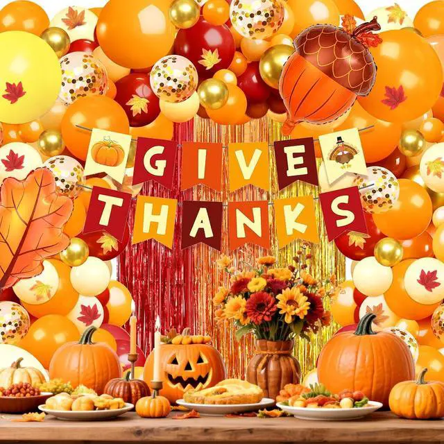 Alt view image 7 of 7 - Thanksgiving Party Supplies, Thanksgiving Party Decorations Include Thanks Giving Banner Balloons for Fall Autumn Party Decor Holiday