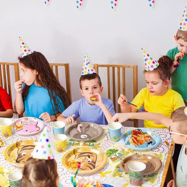 Alt view image 6 of 6 - Winnie Themed Party Tableware - 90PCS Winnie Plates Napkins Cups Party Set for 30 Guests Winnie Baby Show Table Decoration Winnie Theme Disposable Dinnerware for Birthday Party Supplies
