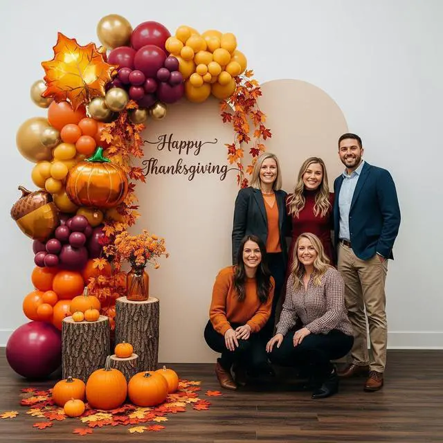 Alt view image 2 of 7 - Fall Balloons Arch Garland Kit Burnt Orange Burgundy Mustard Yellow Balloon with Maple Leaf Garland Pumpkin Pine Cone Foil for Autumn Thanksgiving Harvest Birthday Baby Shower Party Decoration