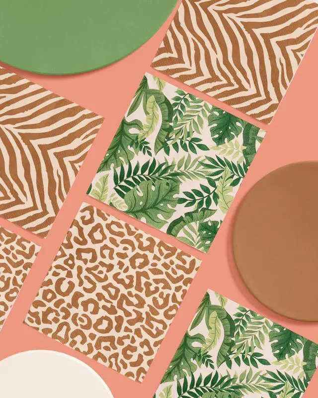 Alt view image 2 of 7 - xo, Fetti Animal Print Safari Napkins - 3-ply, 24 pcs | Jungle Cocktail Napkins, Zoo Dinner Party Setting, Kids Wild Birthday Decoration, Rainforest Tablescape