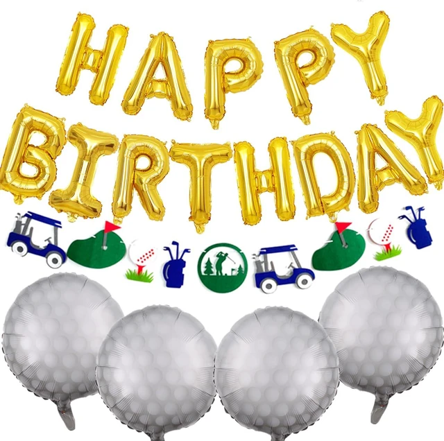 Main image of Golf Birthday Party Decorations Happy Birthday Letter Balloons Banner Men Boys Gold Sport Themed Party Decoration Foil Mylar Golf Ball Balloons for Kids and Adults (Gold)