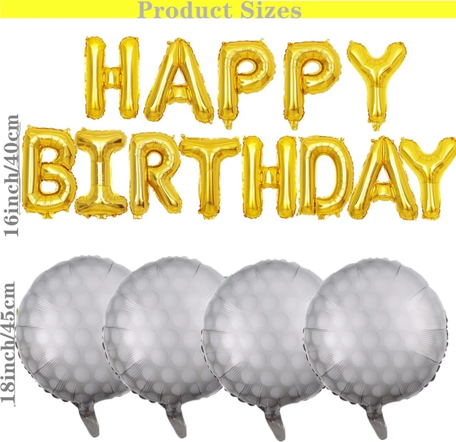Alt view image 2 of 5 - Golf Birthday Party Decorations Happy Birthday Letter Balloons Banner Men Boys Gold Sport Themed Party Decoration Foil Mylar Golf Ball Balloons for Kids and Adults (Gold)