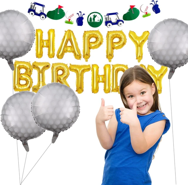 Alt view image 4 of 5 - Golf Birthday Party Decorations Happy Birthday Letter Balloons Banner Men Boys Gold Sport Themed Party Decoration Foil Mylar Golf Ball Balloons for Kids and Adults (Gold)