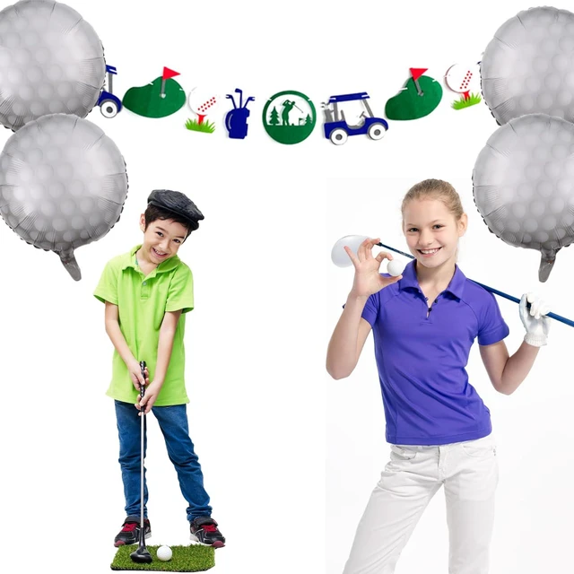 Alt view image 5 of 5 - Golf Birthday Party Decorations Happy Birthday Letter Balloons Banner Men Boys Gold Sport Themed Party Decoration Foil Mylar Golf Ball Balloons for Kids and Adults (Gold)