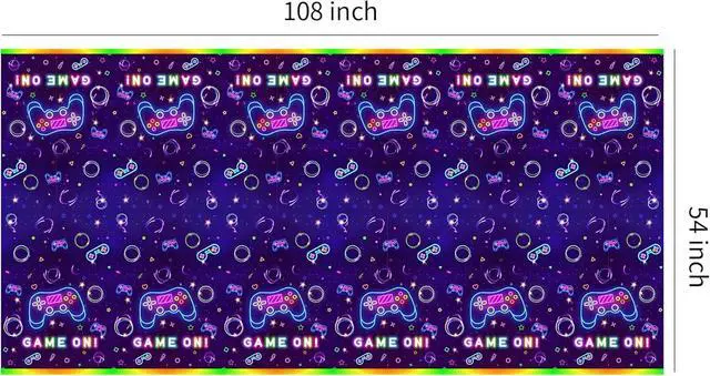 Alt view image 7 of 7 - Video Game Party Tablecloth Decorations - Disposable Neon Glow Level Up Game On Birthday Party Supplies Table Cover - 3 Pack (54in x 108in)