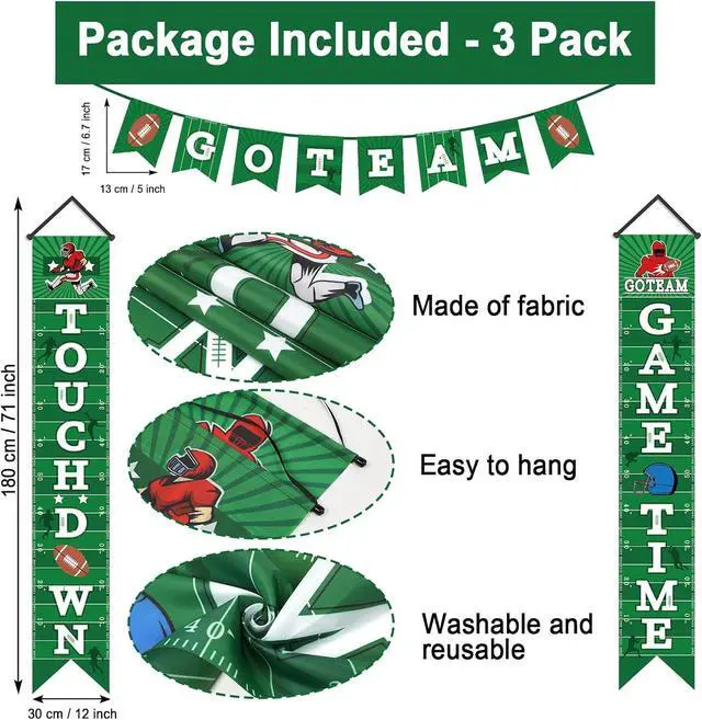 Alt view image 2 of 7 - Football Decorations Porch Sign Banner - Welcome Hanging Door Banner for Sport Theme Party Game Time Festival Party Supplies